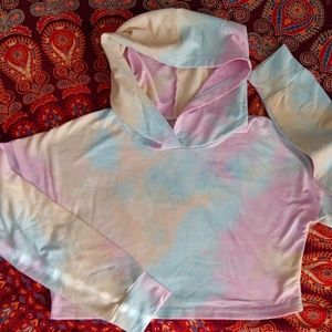 Pastel Tie-Dye Cropped Hoodie